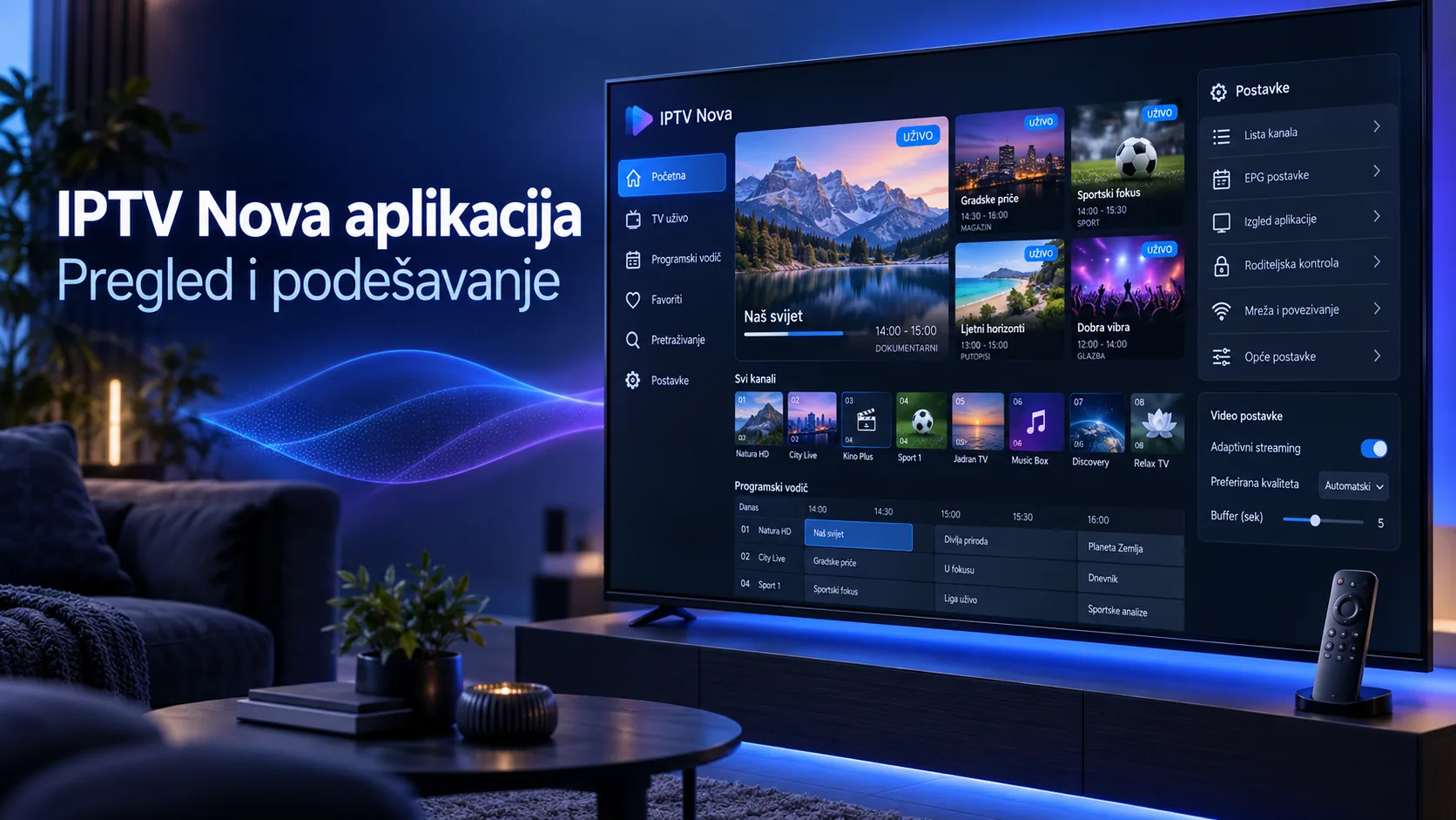 IPTV Nova aplikacija — pregled i podešavanje