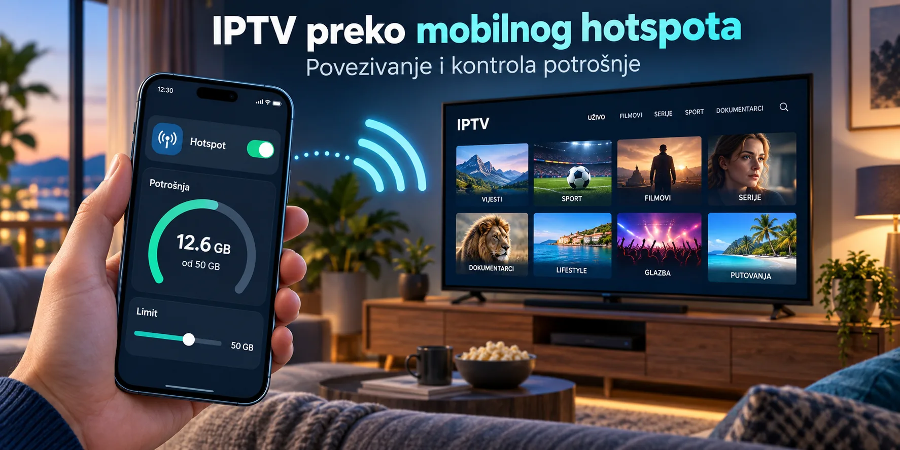 iptv preko mobilnog hotspota — IPTV preko mobilnog hotspota — povezivanje i kontrola potrošnje