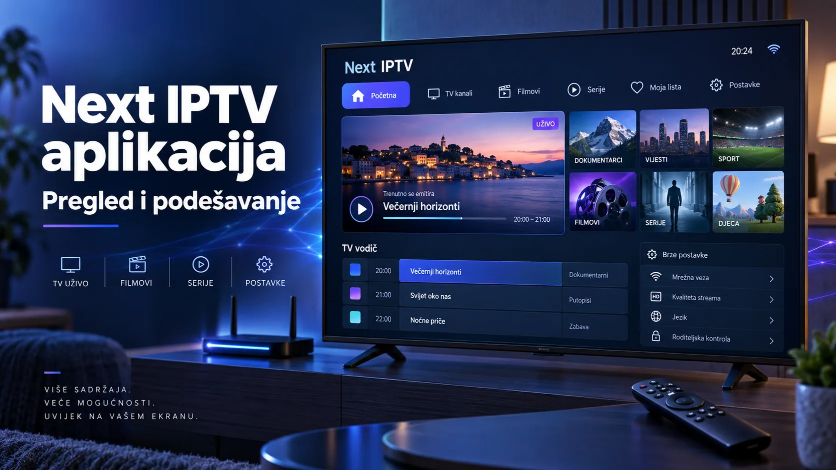 Next IPTV aplikacija — pregled i podešavanje